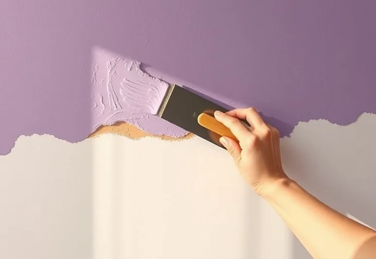 Application d'un enduit décoratif à la lisseuse sur un mur