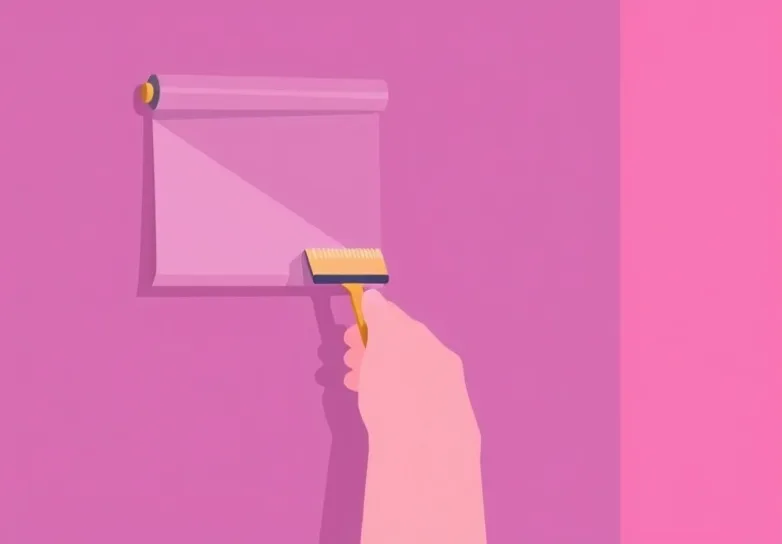 Pose de papier peint, rouleau et brosse à maroufler